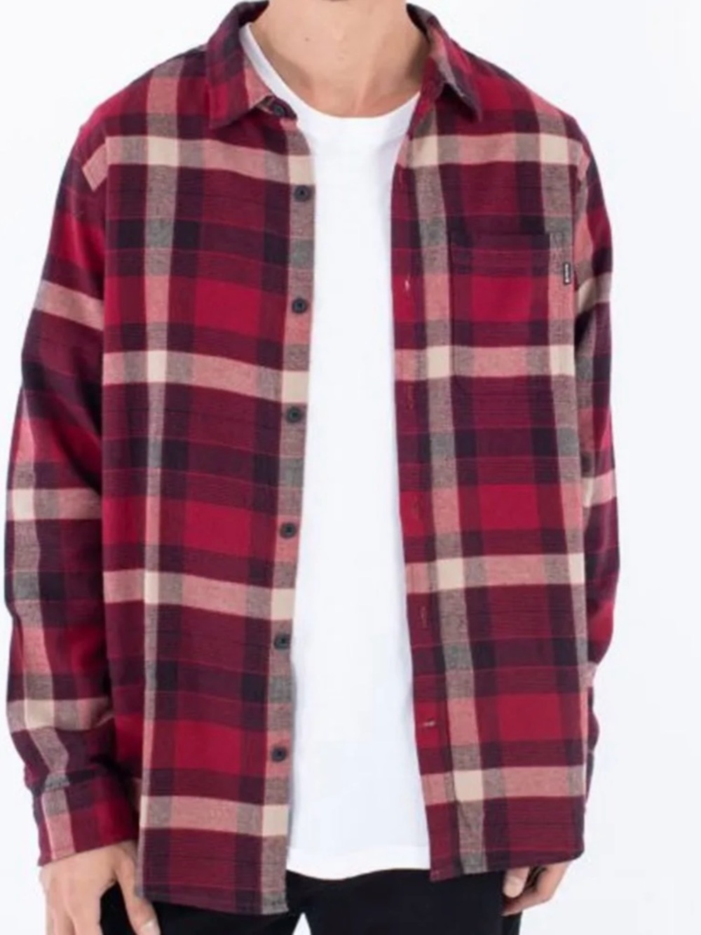Hurley Red and Black Plaid Flannel Shirt XXL